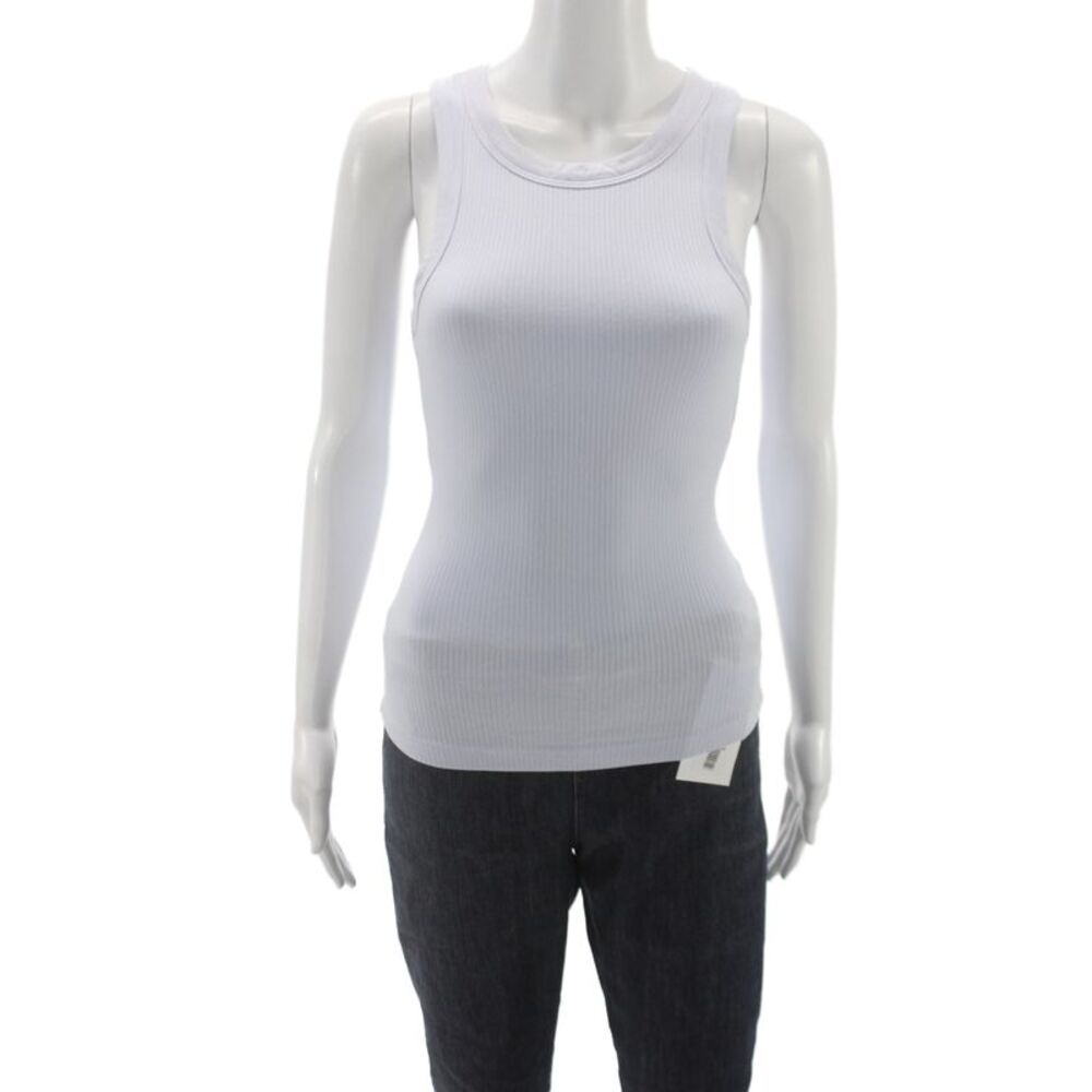 & Other Stories Womens Sleeveless Jersey Tank Crew Neck Solid White Size XS